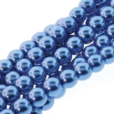 Ogrlica od čeških staklenih tekla perli, 4 mm, 120 kom - Persian Blue