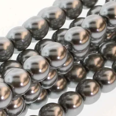 Ogrlica od čeških staklenih tekla perli, 6 mm, 75 kom - Silver
