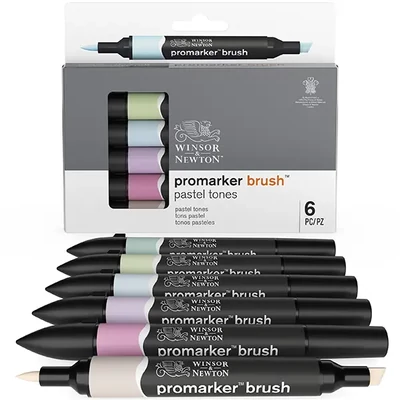Promarker Brush dvostrani set alkoholnih kistova od filca - 6 kom, pastelni tonovi