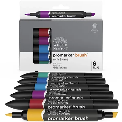 Promarker Brush dvostrani set alkoholnih kistova od filca - 6 kom, bogati tonovi