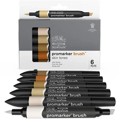 Promarker Brush dvostrani set alkoholnih kistova od filca - 6 kom, boje kože