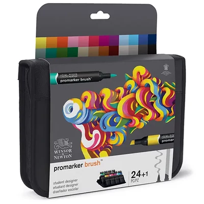 Promarker Brush dvoje i alkoholna četkica set - 24 kom, student designer set