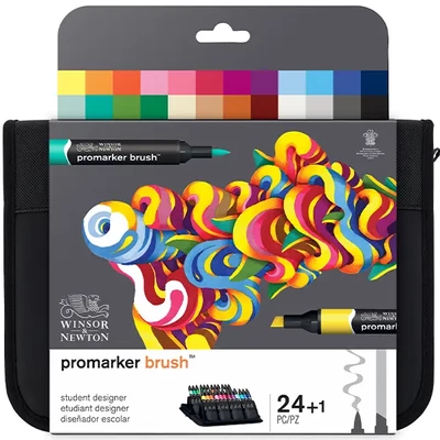 Promarker Brush dvoje i alkoholna četkica set - 24 kom, student designer set