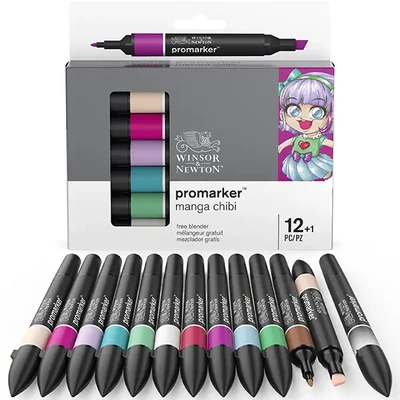 ProMarker dvostrani alkoholni flomaster - set - 12+1 kom, Manga Chibi