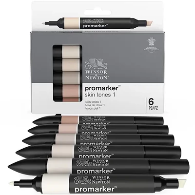 ProMarker set dvostranih alkoholnih flomastera - 6 kom, set boja kože 1