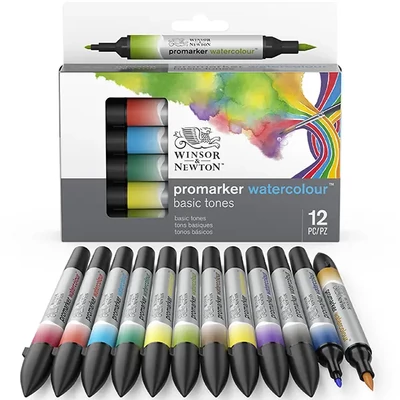 Promarker Watercolor dvostrani kist od filca - 12 kom, osnovni tonovi