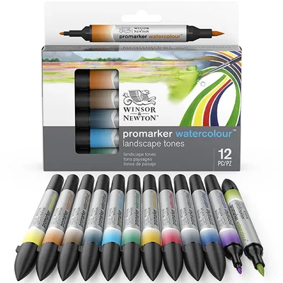 Promarker Watercolor dvostrani kist od filca - 12 kom, pejzažni tonovi