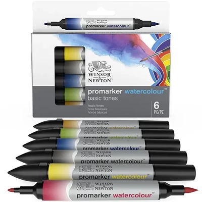 Promarker Watercolor dvostrani kist od filca - 6 kom, osnovni tonovi