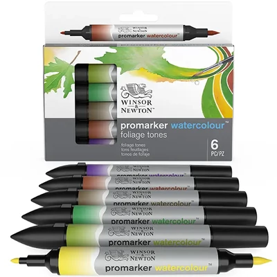 Promarker Watercolour set akvarelnih kistova s ​​dvostrukim vrhom - 6 kom, foliage tones