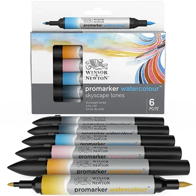 Promarker Watercolour set akvarelnih kistova s ​​dvostrukim vrhom - 6 kom, skyscape tones