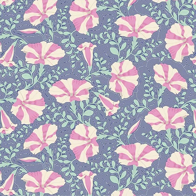 Patchwork tkanina - Tilda Gardenlife - Striped Petunia Blue 100316