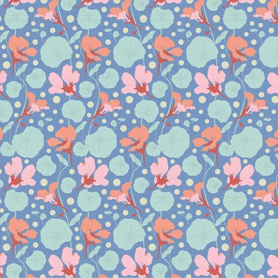 Patchwork tkanina - Tilda Gardenlife - Nasturtium Blue 100317