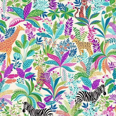 Tkanina za patchwork - Makower - Tropica 146/Q Wildlife cream