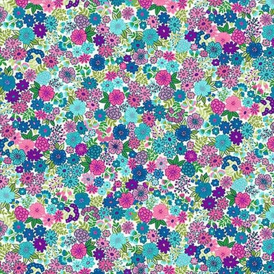 Tkanina za patchwork - Makower - Tropica 148/Q Mini floral cream