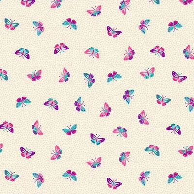 Tkanina za patchwork - Makower - Tropica 149/Q Butterflies cream