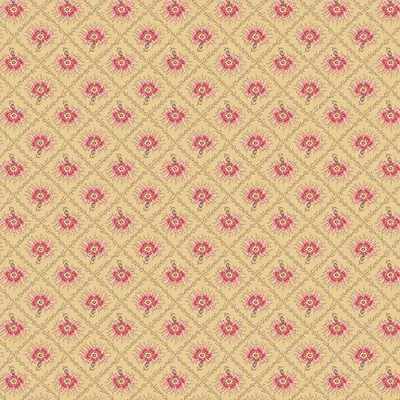 Patchwork tkanina - Makower - Wildflower Cottage 1591R Trellis buttercup
