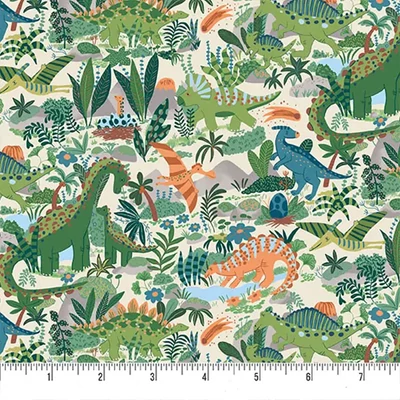Tkanina za patchwork - Makower - Prehistoric 163/Q Paradise cream