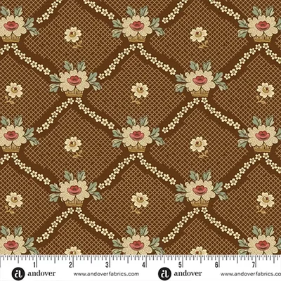 Patchwork tkanina - Andover - Always and Forever by Renee Nanneman 1662N lattice chocolate