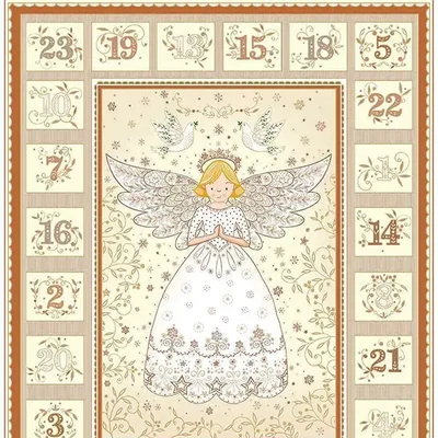 Tkanina za patchwork - Makower - Christmas 25 Advent Angel Cream 042/Q, Panel, 60 cm