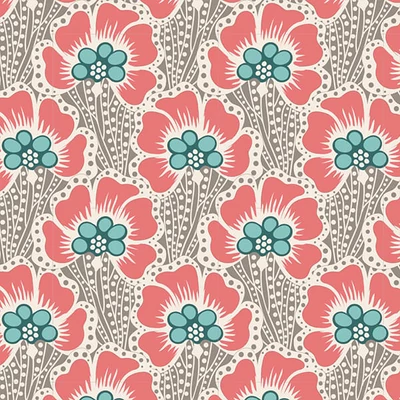 Patchwork tkanina - Tilda Cotton Beach - Ocean flower siva 100330