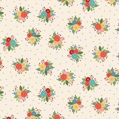 Patchwork tkanina - Makower- Amelia Posy cream 2509-Q