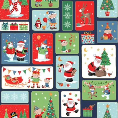 Patchwork anyag - Makower - Christmas 23 Santa Blocks  2583-1