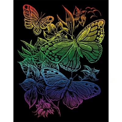 Set za ručno oslikavanje graviranja s ručnom olovkom, 20x25 cm - Leptiri, duga