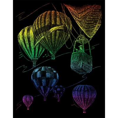 Set za ručno graviranje slika s ručnom olovkom, 20x25 cm - Baloni na vrući zrak, duga