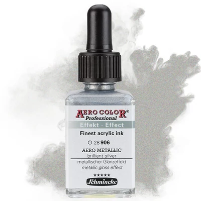 Schmincke AERO COLOR profesionalna boja za pištolj za retuširanje, 28 ml- 906, AERO METALLIC brilliant silver