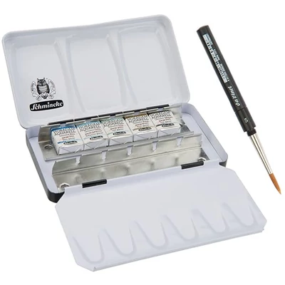 Schmincke Horadam set akvarel boja, super granulacija - 5x1/2 svila + kist, Glacier