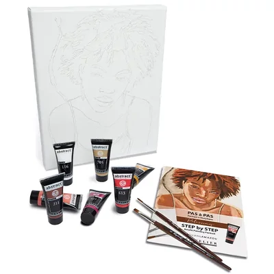 Sennelier set za apstraktno slikanje akrilom, Step by Step - Blessing Portrait: 7x21 ml + platno + kist