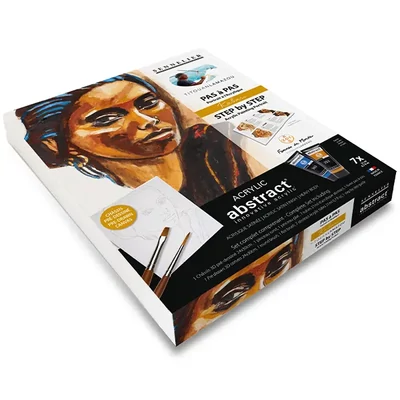 Sennelier set za apstraktno slikanje akrilom, Step by Step - Kabari Portrait: 7x21 ml + platno + kist