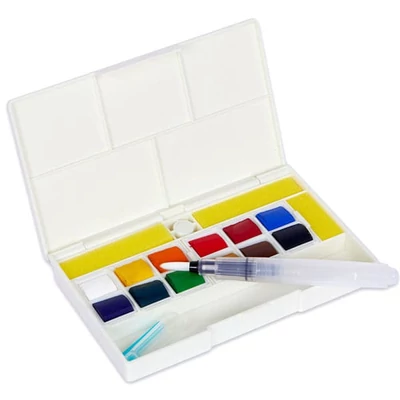 Sennelier la petite Aquarelle Hands-free set akvarelnih boja - 12x1/2 pan + kist s vodenim spremnikom