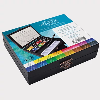 Sennelier la petite Aquarelle set akvarel boja, 16x1/2 drška + kist, drvena kutija