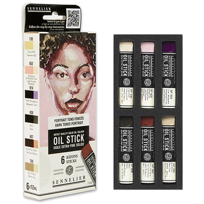 Set Sennelier Oil Stick - 6x12 ml, dark tones portrait