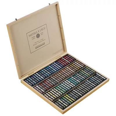 Set praškastih pastelnih kreda Sennelier - 100 kom, pejzaž, drvena kutija