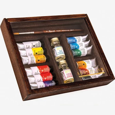 Set uljanih slika Sennelier Rive Gauche, 12x10 ml+ pribor, u drvenoj kutiji