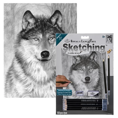 Sketch crtež grafički set za crtanje s alatima, 22x30 cm - Vuk