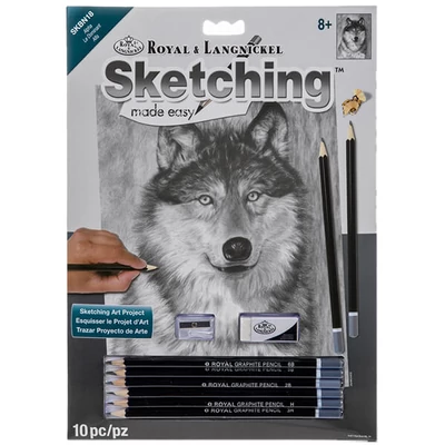 Sketch crtež grafički set za crtanje s alatima, 22x30 cm - Vuk