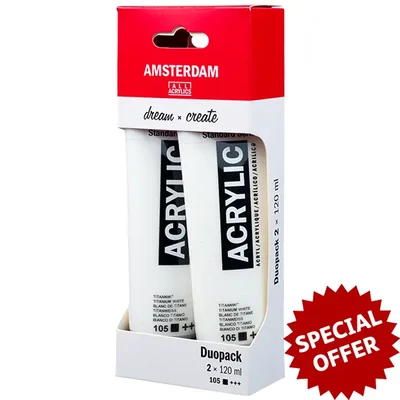 Akrilna boja Talens Amsterdam, 2x120 ml - 105, titanium white