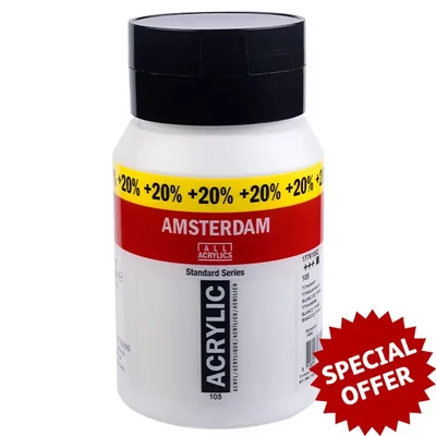 Akrilna boja Talens Amsterdam, 600 ml - 105, titanium white