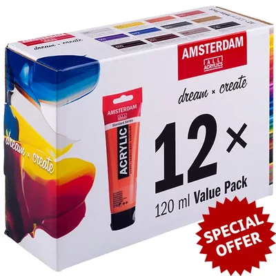 Set akrilnih boja Talens Amsterdam - 12x120 ml, Value pack