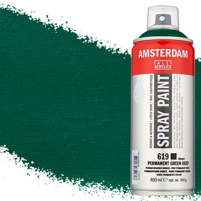 Talens Amsterdam akrilna boja u spreju na bazi vode, 400 ml - 619, permanent green deep