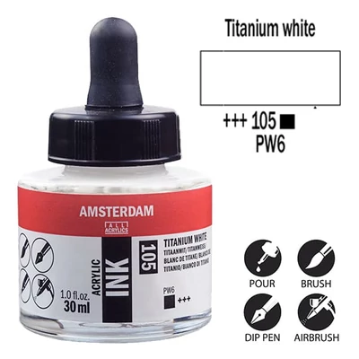 Talens Amsterdam akrilna tinta, 30 ml - 105, titanium white