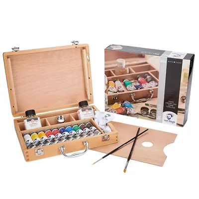 Talens Van Gogh set za slikanje uljanim bojama - 10x40 ml + pribor, drvena kutija