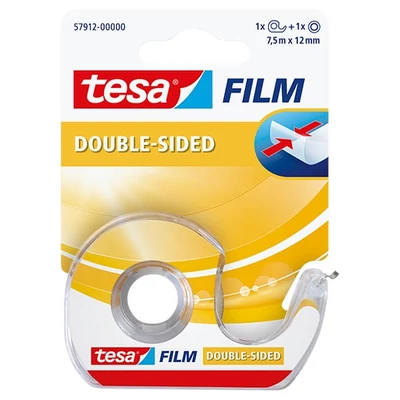 Tesa 57912 Tesafilm obostrano ljepljiva traka s jednokratnim držačem, 12 mm x 7,5 m