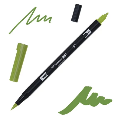 Tombow abt dual brush pen -158, dark olive