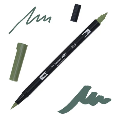 Tombow abt dual brush pen -228, grey green