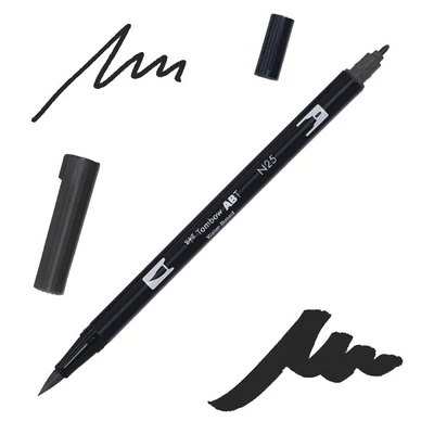Tombow abt dual brush pen -N25, lamp black