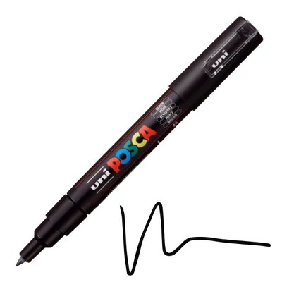 UNI POSCA PC-1M flomaster 0,7-1 mm - 24, crni